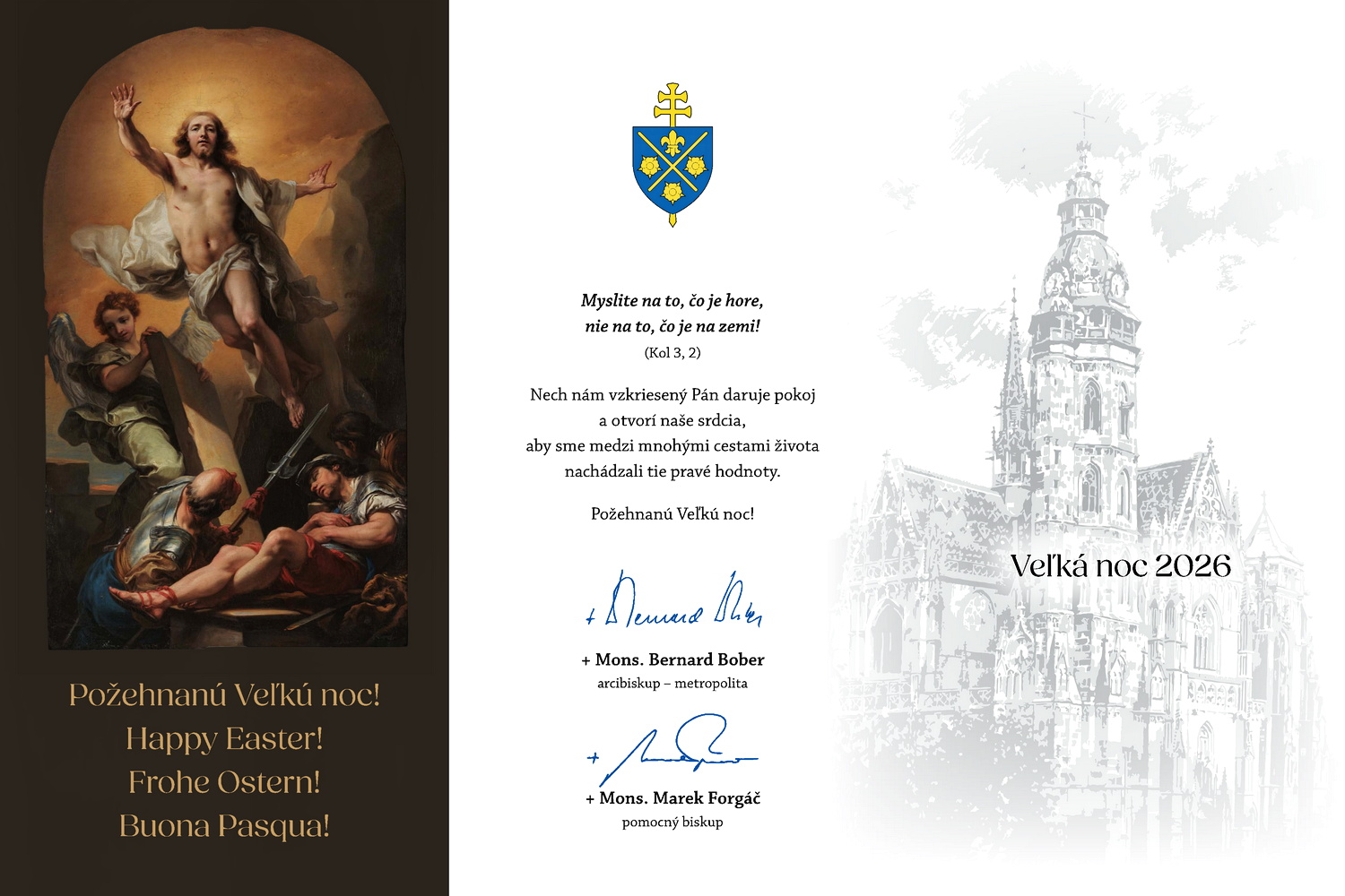 Veľkonočný pozdrav o. arcibiskupa a o. biskupa